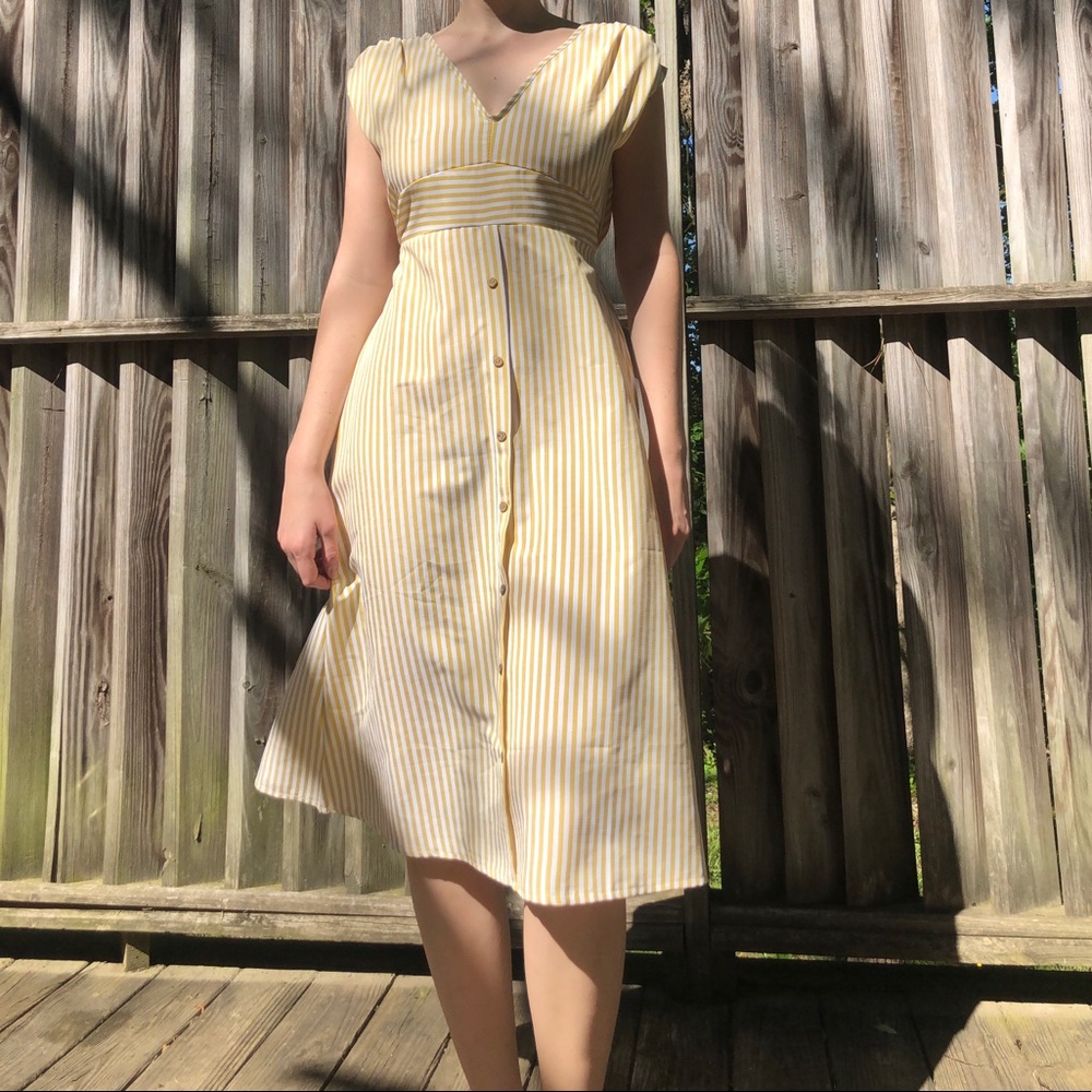 Yellow and White Striped Dress